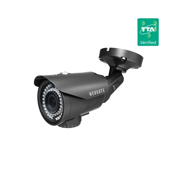 웹게이트 TTA-50BLAF / TTA인증 500만화소 / 2.7~12mm 전동 가변 초점렌즈 IP네트워크 적외선 뷸렛 카메라, 1개 1,063,000원