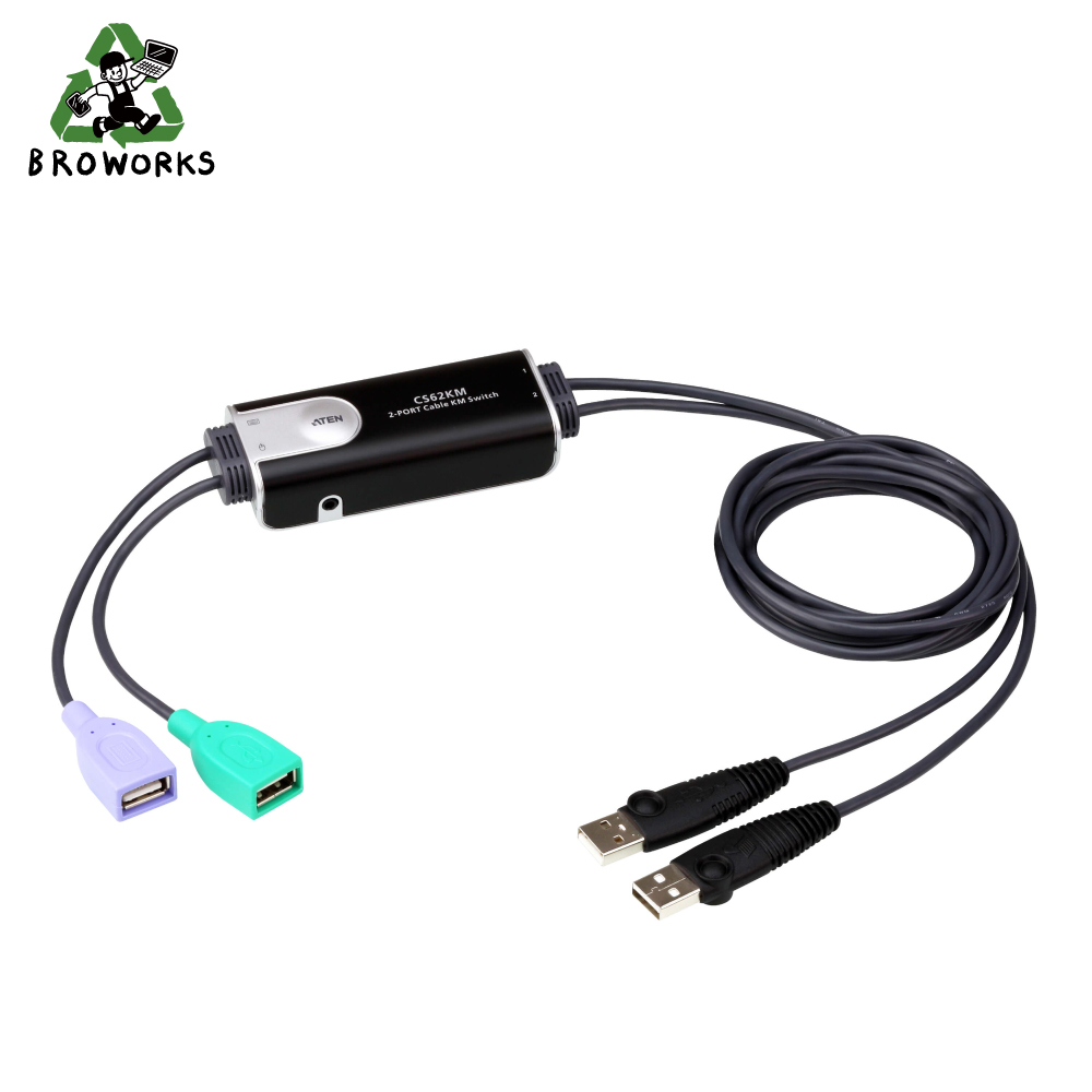ATEN 에이텐 CS62KM KVM스위치/2:1/USB/케이블일체형 38,000원