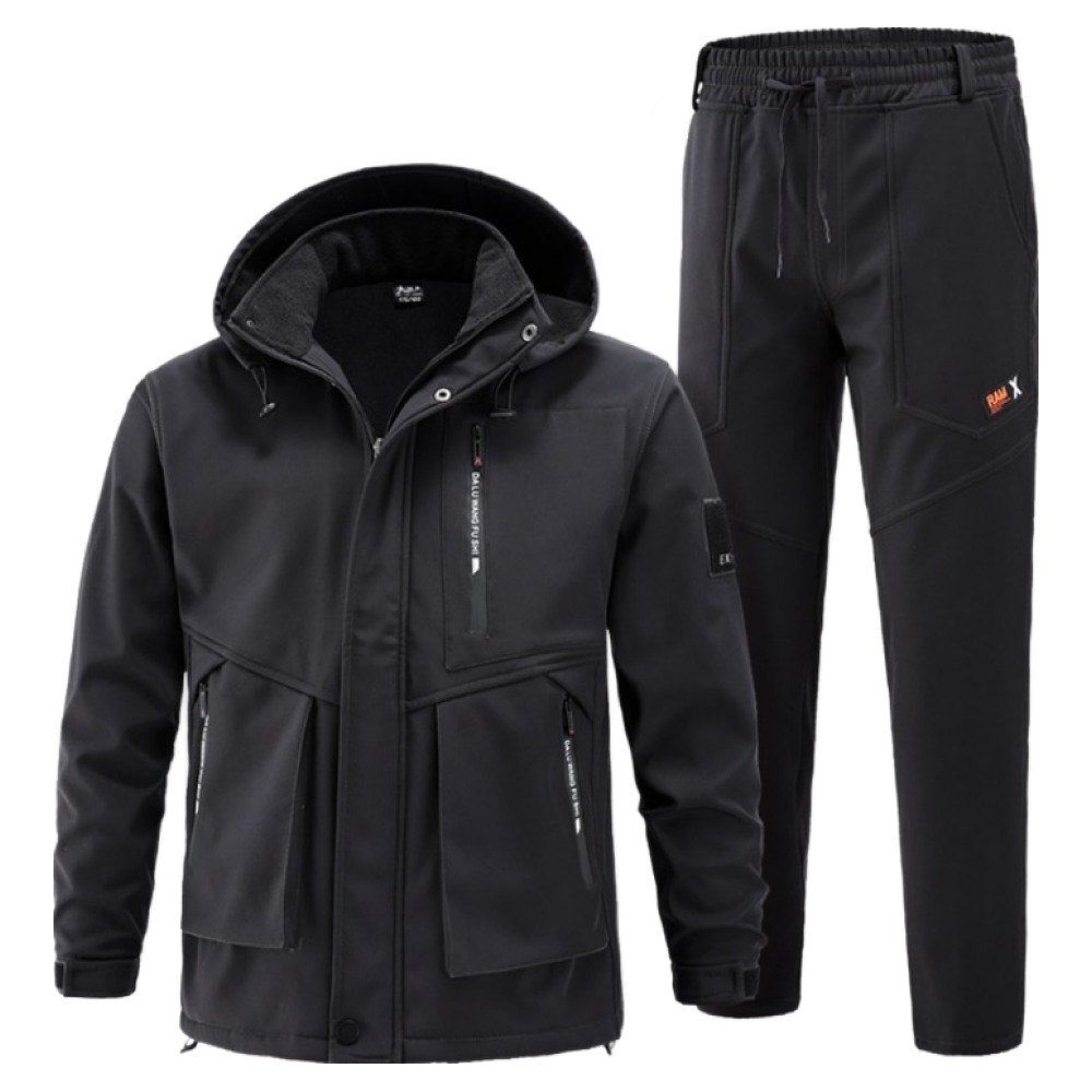 Gradle남자 겨울 방한 작업복 세트 방수 털 스티치 운동복 정비복 아웃도어 바람막이 전술 자켓+기모 트레이닝 바지 상하복세트 35,800원