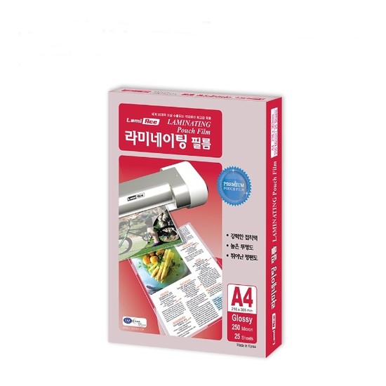 프리미엄 라미네이팅 필름 A4 216x303x250mic 25매 라미에이스 9,200원