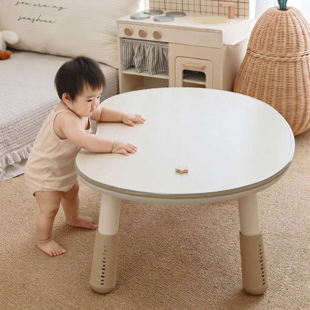 미미모지 유아 아기 높이 조절 피넛 테이블 책상, 화이트 89,400원