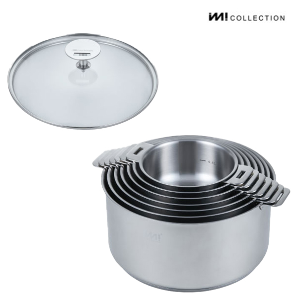 IMI 바닥3중 IH 냄비세트 (유리돔) 인덕션 가스 편수 양수 뚜껑 양수 자취 주방정리 수납 라면 자취 신혼, 냄비7종 + 편수핸들, 바닥3중 유리돔, 1세트 600,900원