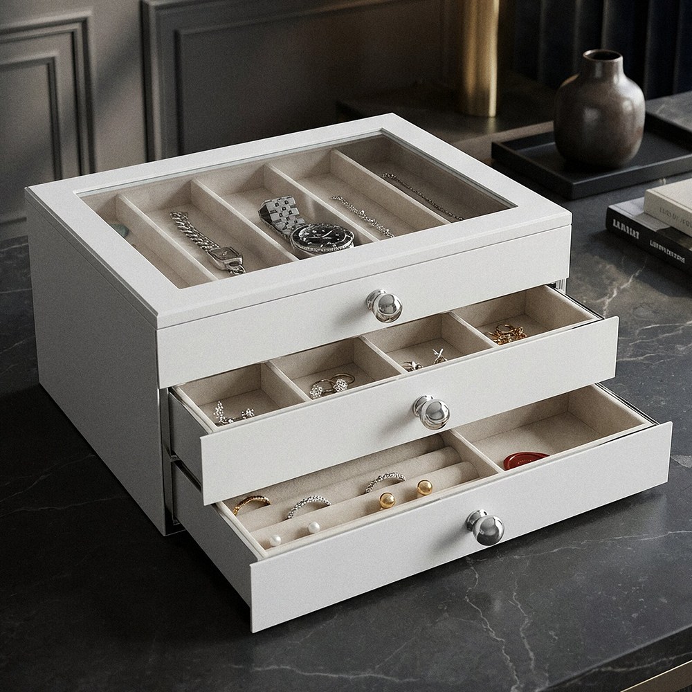 마치홈 쥬얼리 악세사리 3단 보석함, 1개, 화이트 43,800원