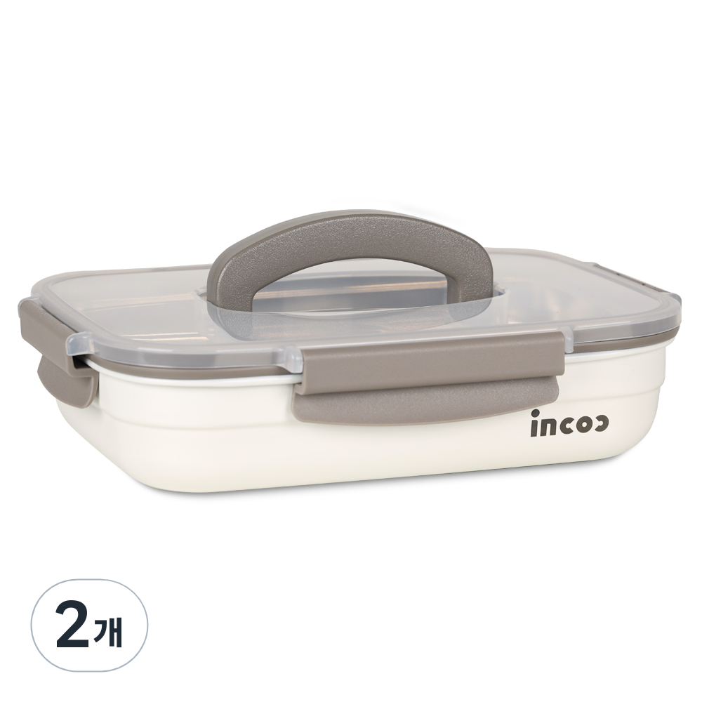 인콕 스텐콕 크림 스텐 밀폐용기 직사각 핸디1호 1900ml, 2개, 1.9L 39,300원