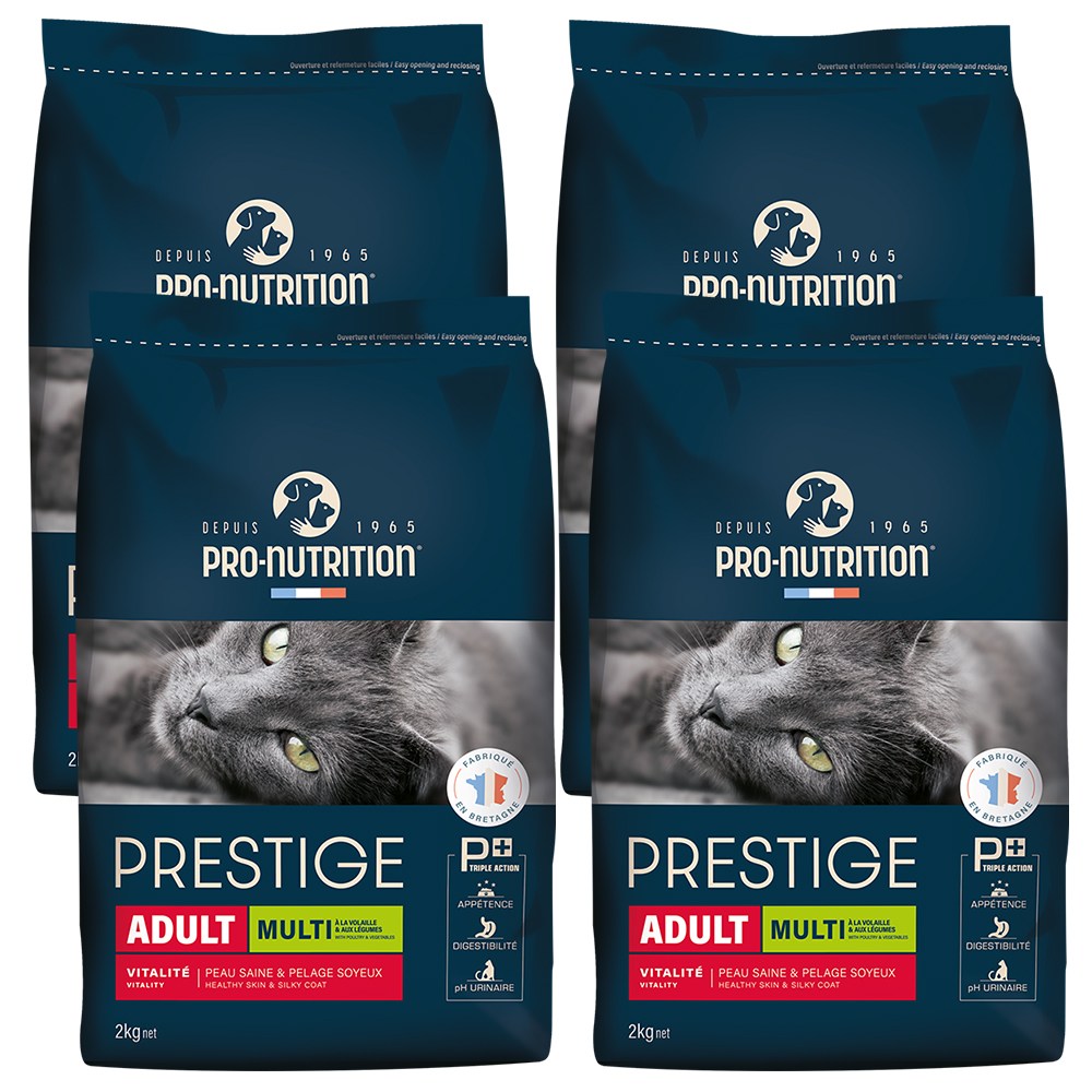 (향균 삽 증정) 프레스티지 캣 멀티 어덜트 기호성 좋은 고양이 건식 사료 성묘 전연령, 4개, 2kg, 닭+칠면조 91,310원