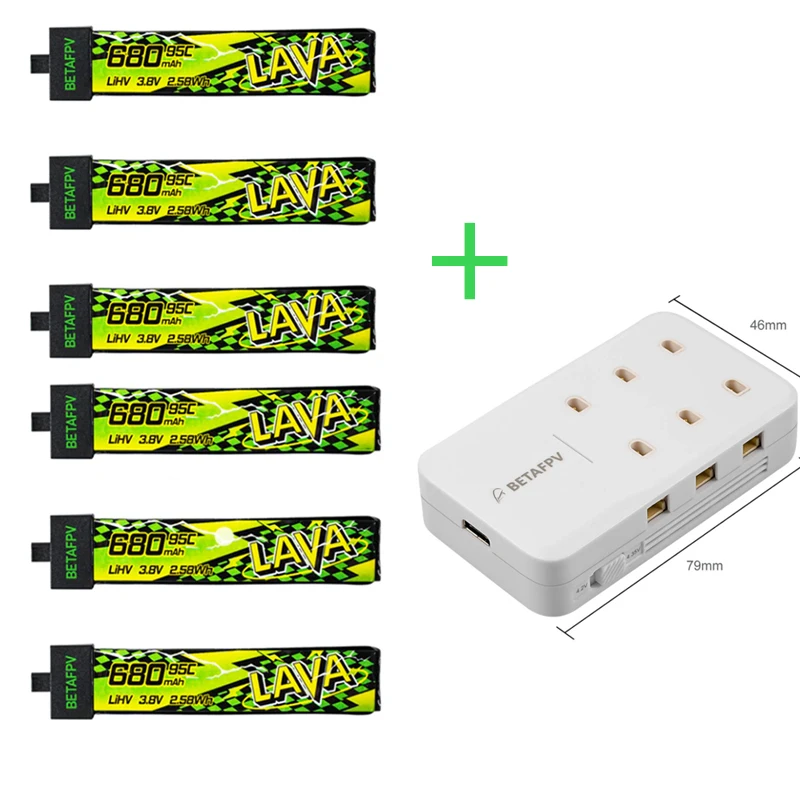 BETAFPV 신형 라발라바 II 1S 680mAh (4개입) 배터리 ForAir75 Meteor75 Pro 후프 드론 FPV용 6포트 충전기 89,400원