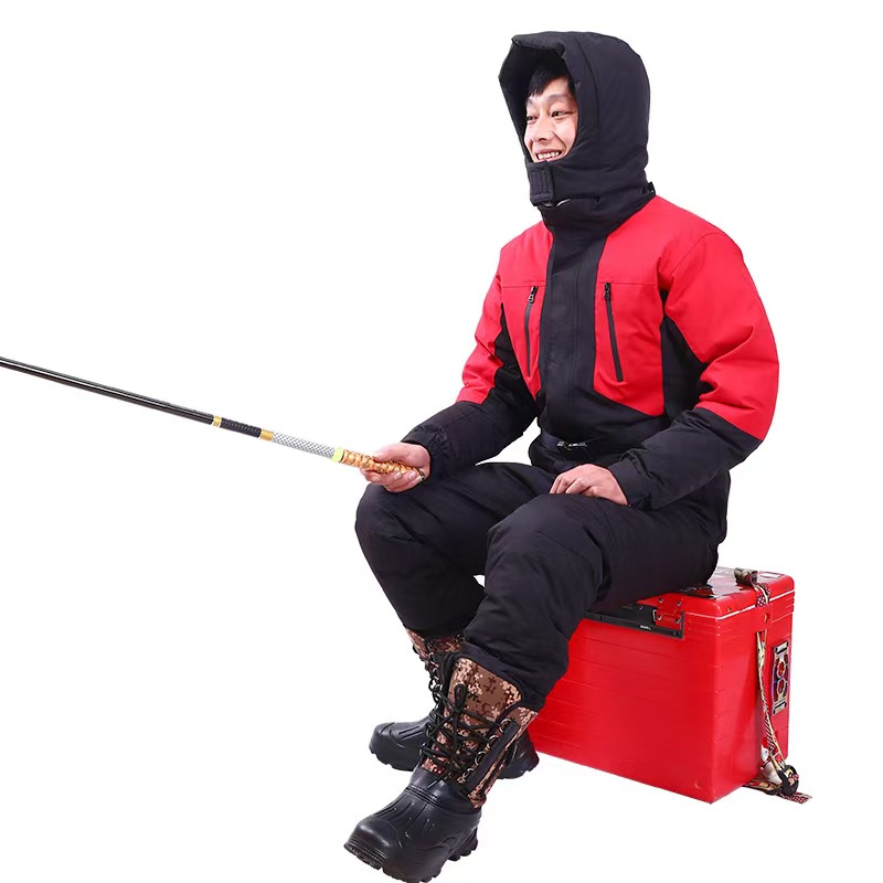 WIRQO 겨울 라이딩 오토바이 방한복 방한 방풍 배달 방한복 라이더 우주복 겨울 도톰한 방수 점프슈트 겨울 보온 패딩 겨울 낚시 바다 낚시 옷 얼음 낚시 방한 낚시 옷, 레드 81,000원