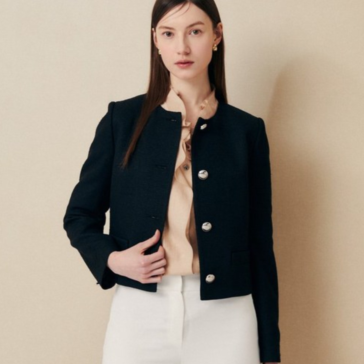 지고트 JR4A0JK431심플 엣지 크롭 트위드 자켓 683,500원