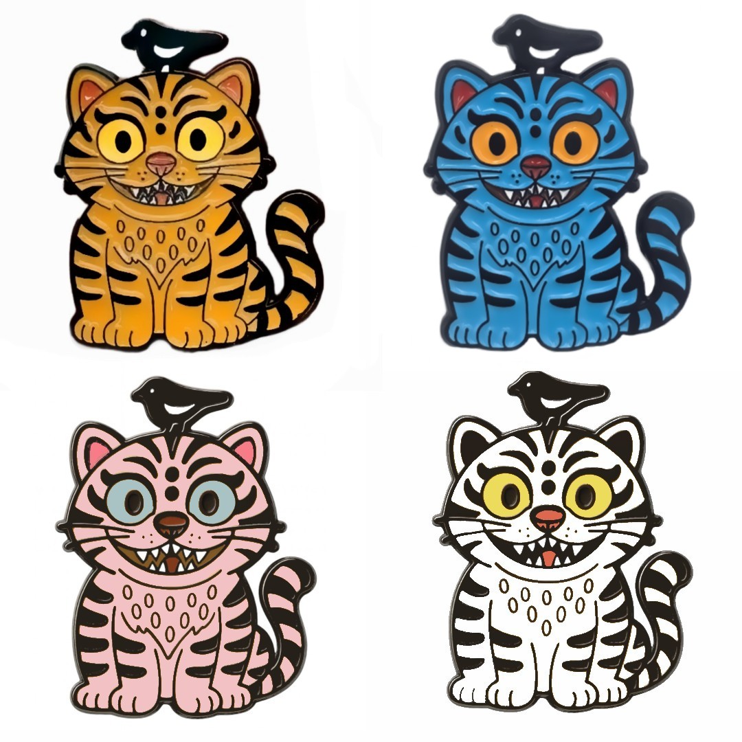 까치호랑이 호작도 민화 캐릭터 핀타입 호랑이뱃지(4색 세트) 32,000원