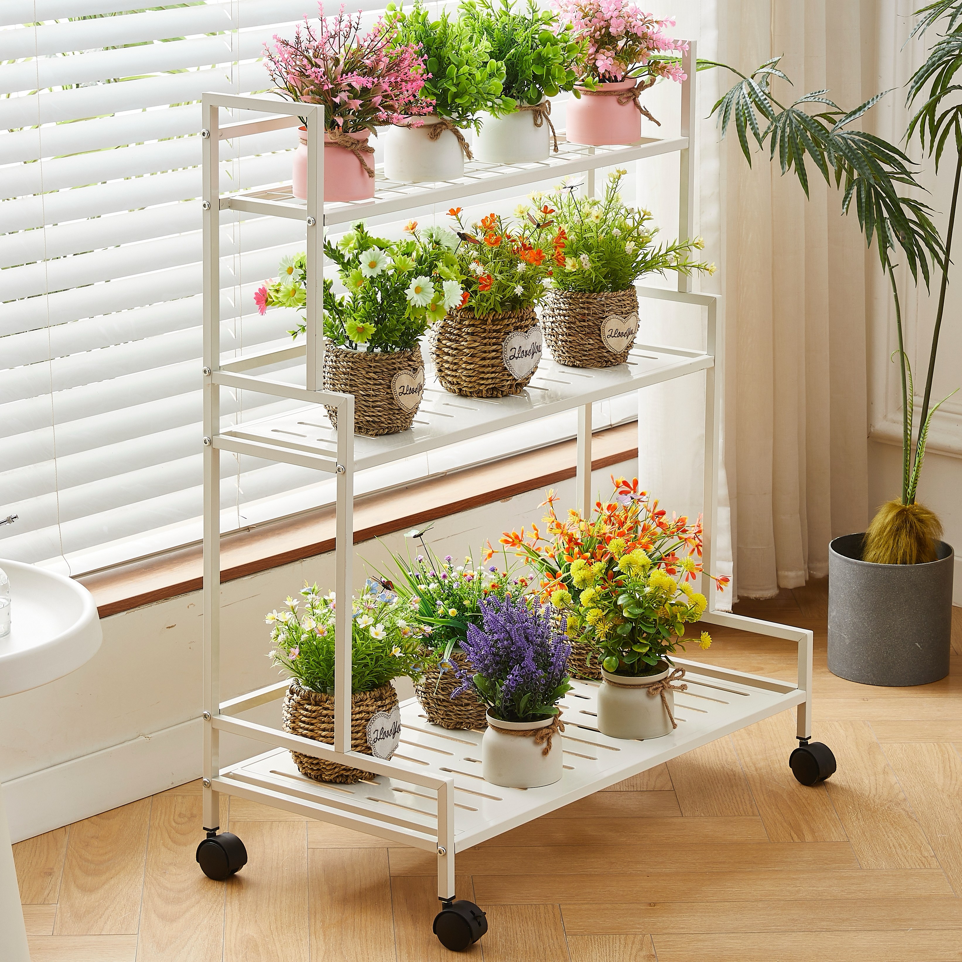 DP동봉국제무역 철제 화분정리대 진열대 선반, 화이트, 3단 56,500원