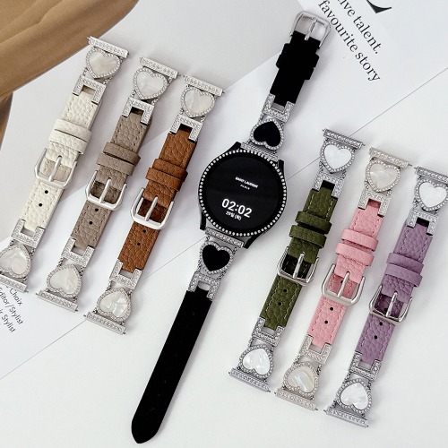 갤럭시 워치 7 6 5 4 자개 하트 레더 프로 클래식 액티브 2 호환 액티브 1 2 가죽 스트랩, 다크베이지, 1개 23,900원