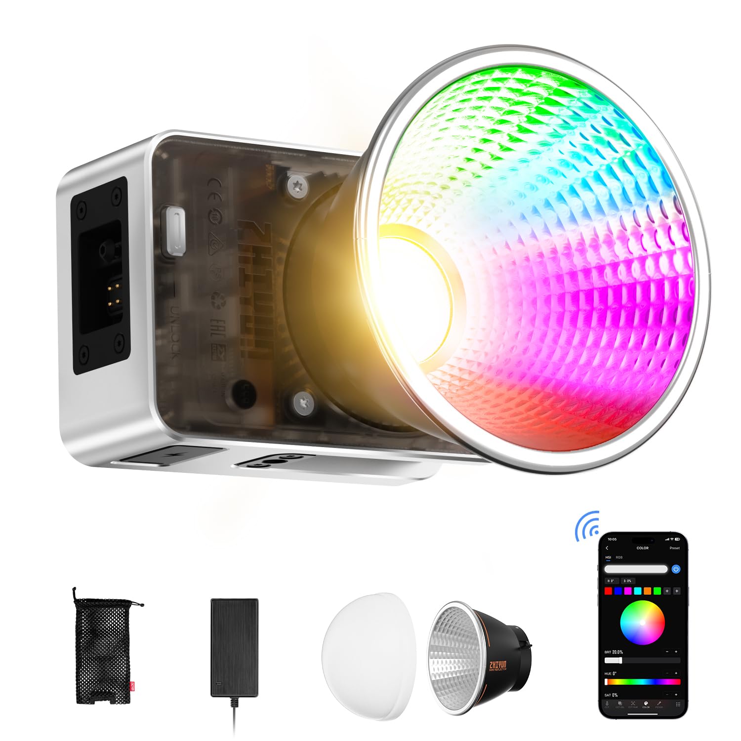 MOLUS X60RGB 60W COB 2700K-6500K CRI95+ TLCI97+ 313g APP [공식 기함점]ZHIYUN 비디오 254,850원