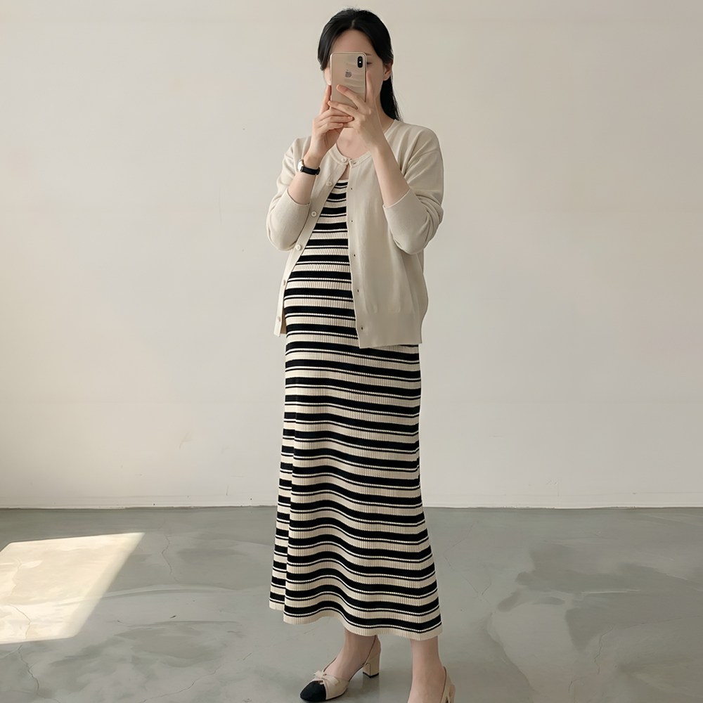 [당일출고] 수엠W 임산부 신축성좋은 롱니트원피스 가디건 세트 외출복 해외여행 T05 마일드단세트 46,900원