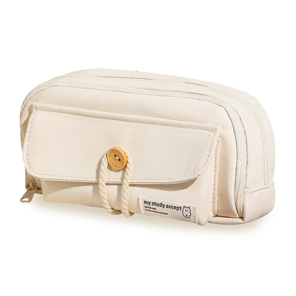 리리월드 심플 대용량 펜 파우치 봉제 필통, 1개, 단추 아이보리 7,900원