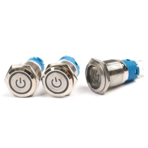 LED 스위치 크롬 푸쉬 온 푸쉬 락 램프 16MM 메탈 크롬 스위치 DIY 자동차 용품 원형 전원 DC 12V 인테리어 버튼, 1개 3,300원