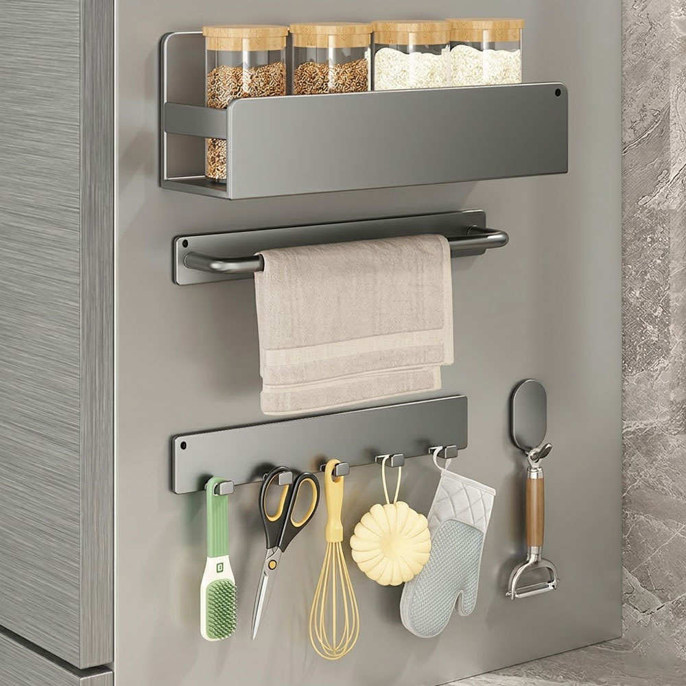 휴핏트 강력부착 한방정리 다용도 자석 선반 타올걸이 행후크 원형고리 세트, 1개, 그레이 24,700원