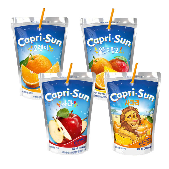 농심 카프리선 사과 오렌지 사파리 오렌지망고 200ml 4종 40개 묶음 33,720원