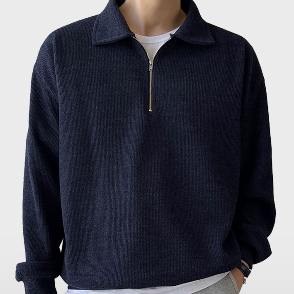 M~6XL 바이모노 카라 니트 집업 남자 빅사이즈 오버핏 카라티 남성 루즈핏 스웨터 블랙 네이비 그린 딥블루 딥베이지 브라운 M L XL 2XL 3XL 4XL 5XL 6XL 29,900원