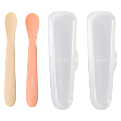쁘띠누베 국내 제조 하트 투 하트 이유식 스푼 1단계 + 스푼 2단계 + 케이스 2p 세트, 버터베이지(1단계), 피치퍼즈(2단계), 1세트 14,100원