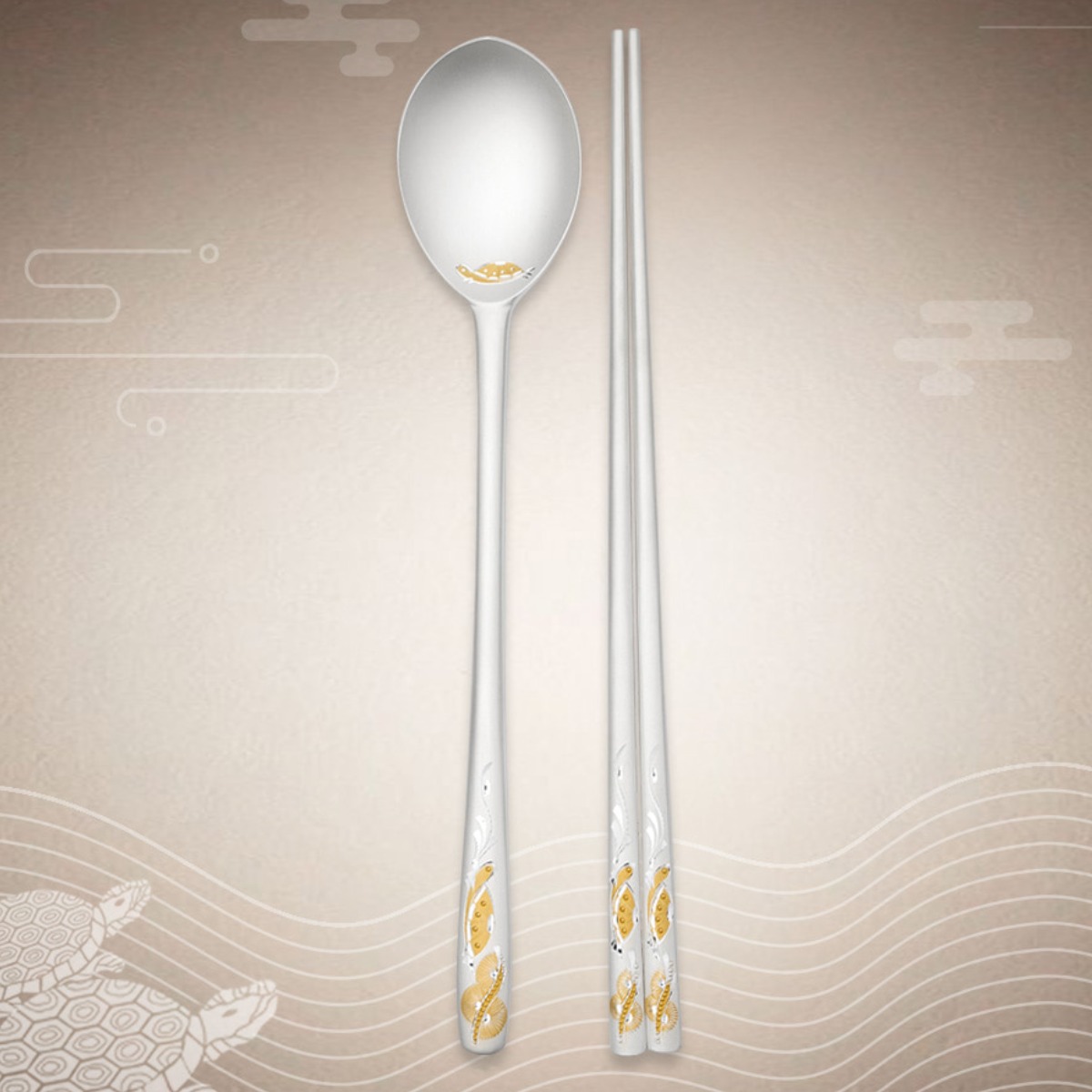 [한국도자기리빙] 금부 조각거북 은수저 1벌세트 (99% 30돈) 무료예단포장, 1세트, 남성용 1,290,000원