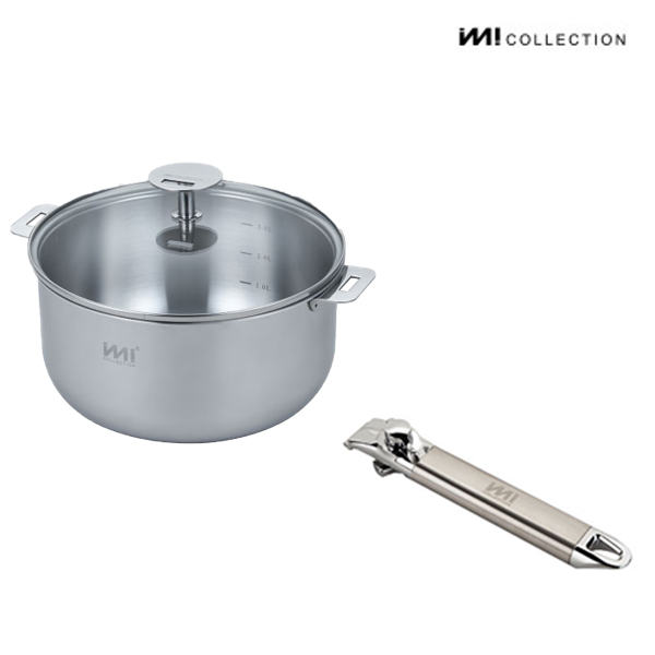 IMI 바닥3중 IH 스텐 냄비 14cm (유리돔) + 편수핸들  인덕션 가스 뚜껑 주방정리 수납 라면 자취 신혼 112,000원