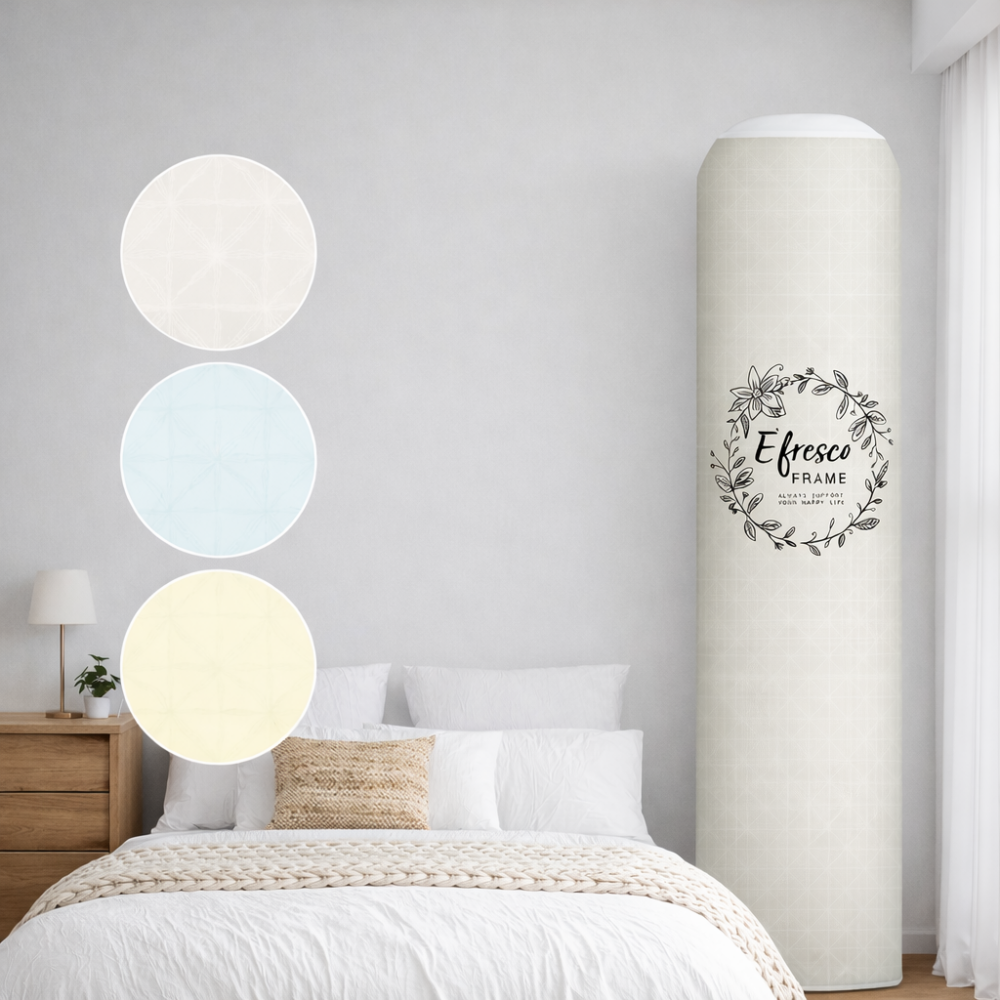 원형 스탠드 에어컨 커버 보관용 스판 덮개 지름37~44 먼지차단 변색방지 가리개 폴리에스터, 하우스플라워 베이지 29,000원