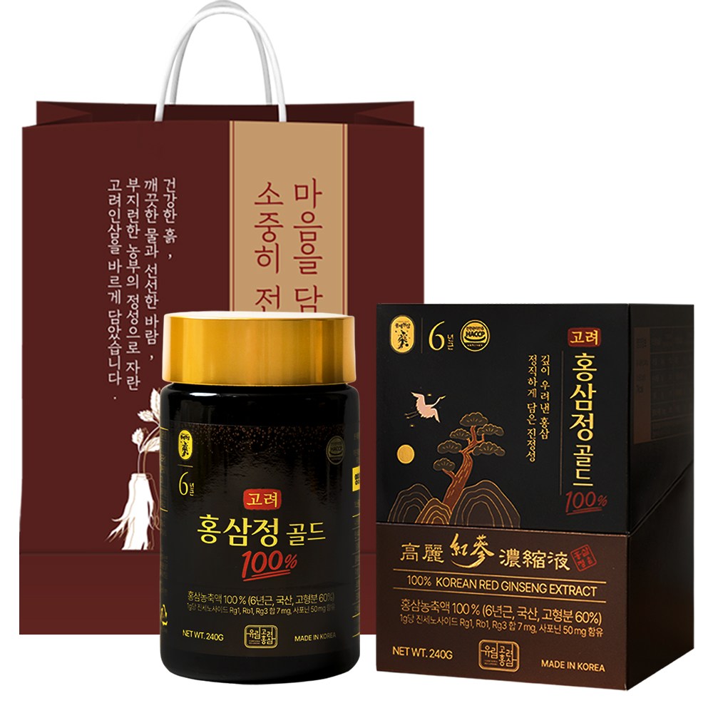 [국내산] 유림 고려 홍삼정 골드 6년근 100% 홍삼농축액 240g 선물세트 (+쇼핑백증정), 240g, 1개 99,000원