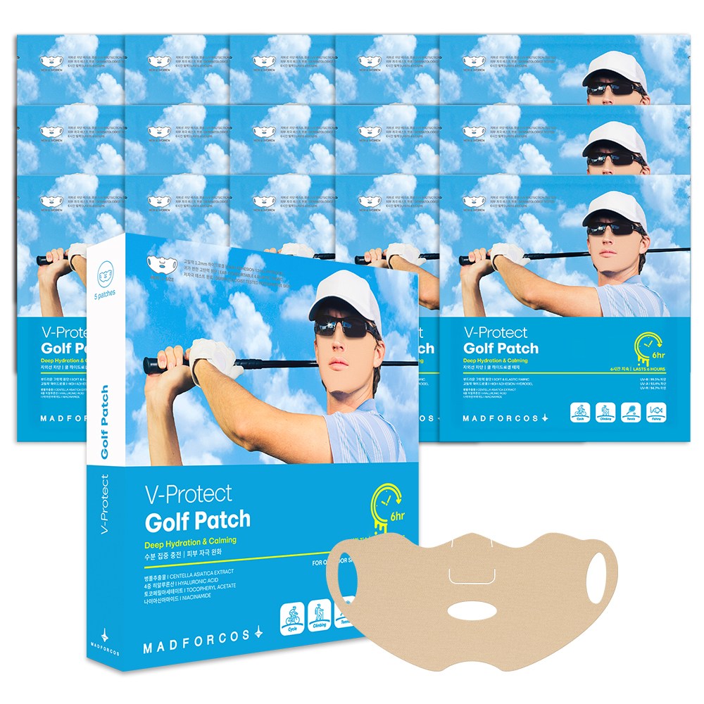 매드포코스 남성용 V 프로텍트 자외선차단 보습케어 쿨링 하이드로겔 야외스포츠 골프패치 5p, 단일 색상, 4개 89,000원
