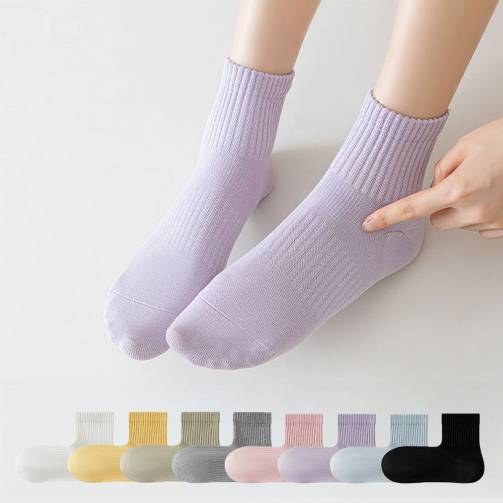 MJLP 여성 순색 압박 봄여름 양말 중목 양말 발목 양말 중목 양말 운동 흰양말 면 양말 8족 세트 24,990원