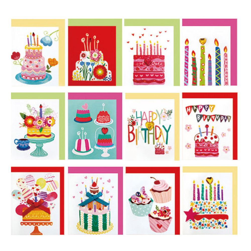 프롬앤투 생일 축하카드 세트 FT5051, 혼합색상, 12개 5,640원