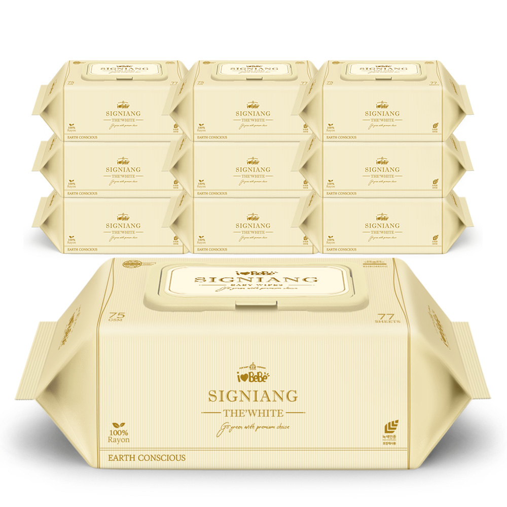 아이러브베베 시그니앙 75g 더화이트 77매 10팩 캡형 아기물티슈, 75g, 1세트, 10개입 19,900원
