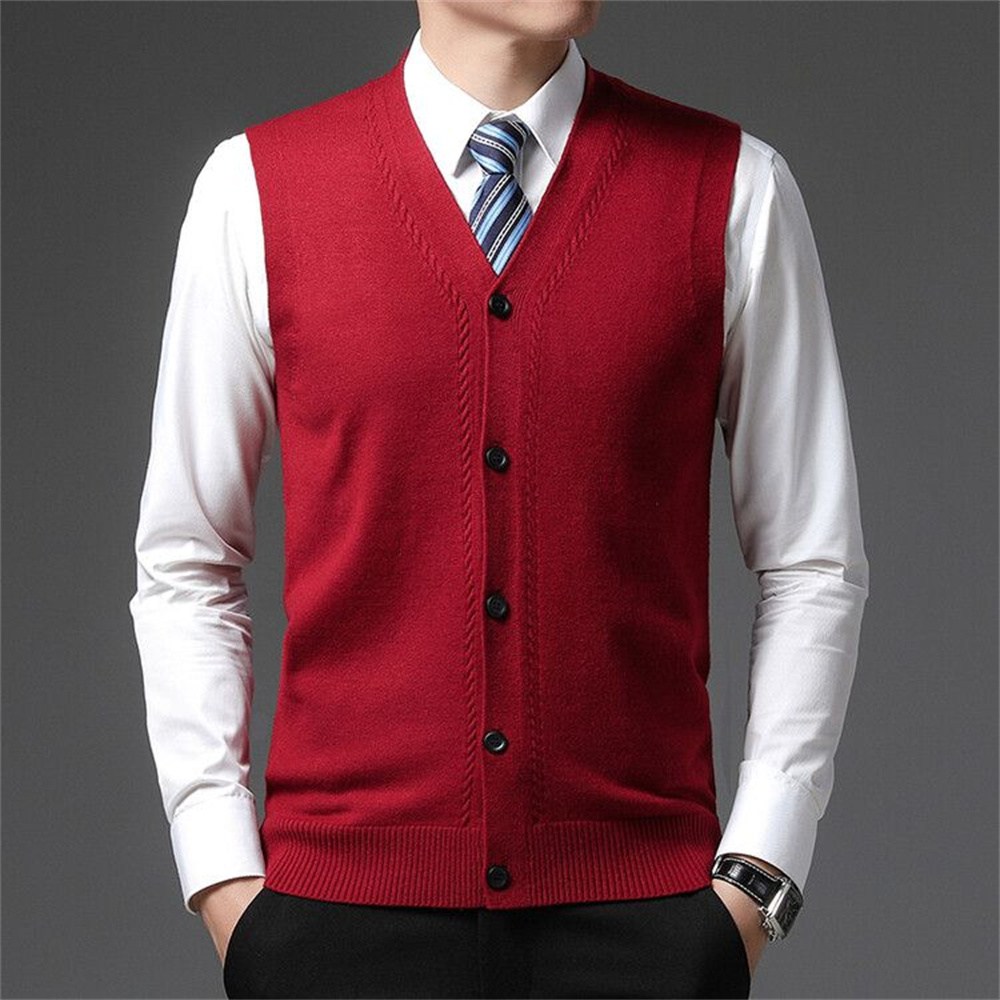 TKX 남성 니트 베스트 봄 가을 니트 조끼 V넥 싱글 버튼 조끼 조끼니트 골지 KY97 30,870원
