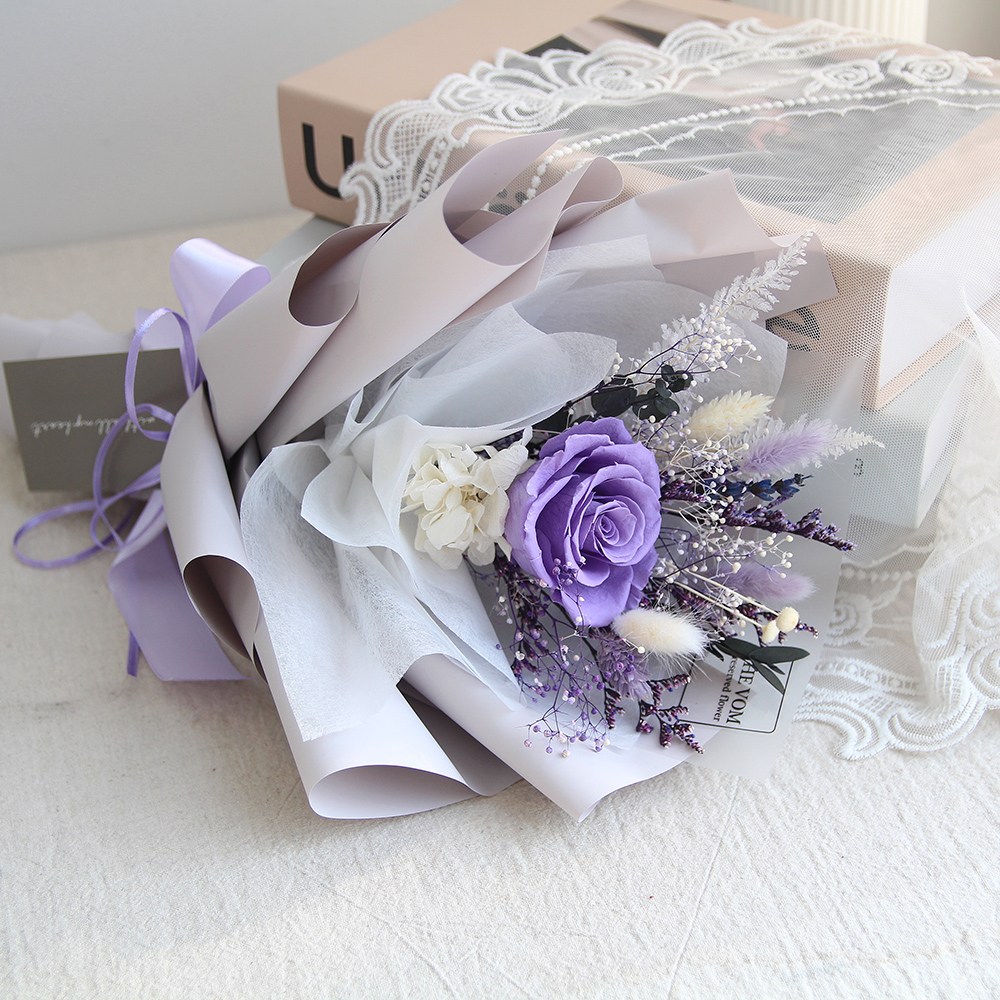 프리저브드플라워 - 장미꽃다발(5color), 퍼플장미 25,650원