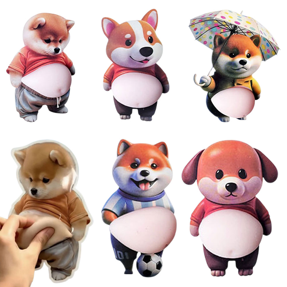 귀여운 시바견 캐릭터 강아지 뱃살 실리콘 말랑이 자동차 충돌 문콕 방지 스티커 방문 차콕 도어 가드 범퍼 보호대 스트레스 해소 손 장난감 3,400원