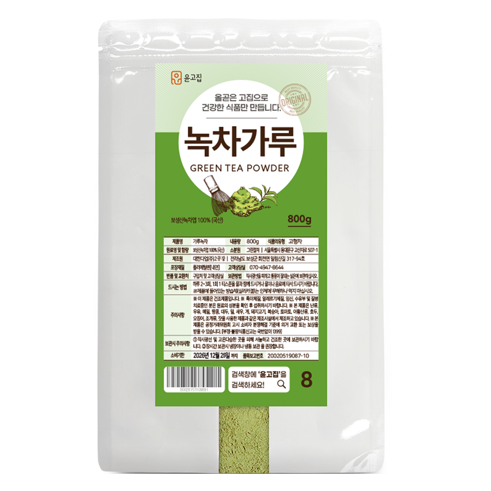 윤고집 녹차가루, 1개, 800g, 1개입 30,930원