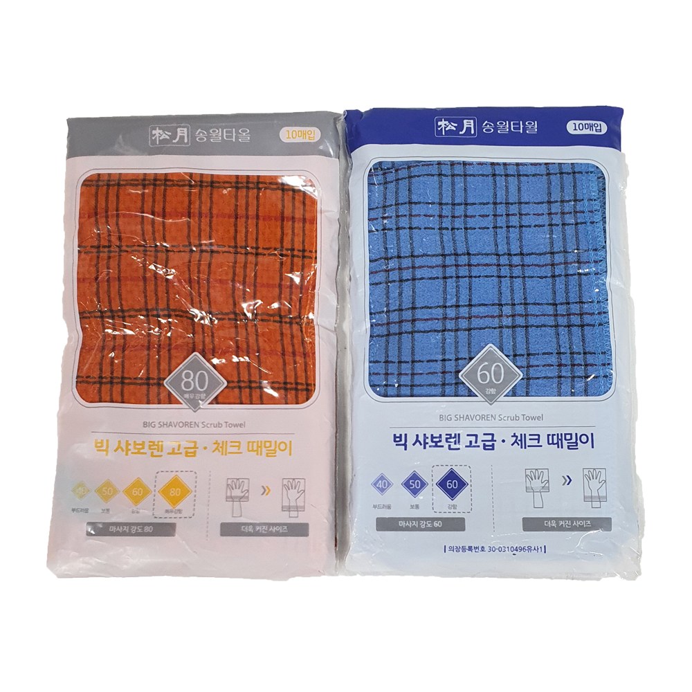 송월타올 빅체크 때밀이 60/80 양면 강한 때타올 때수건, 파랑60, 1개입, 1개 5,200원