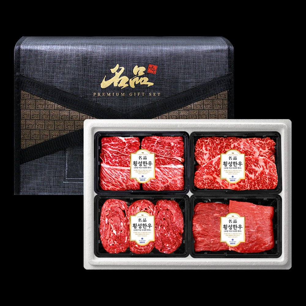 귀한 횡성한우 명품 혼합세트 1호 1.6kg (1등급 꽃등심+채끝+불고기+국거리) 냉장, 1세트 179,000원