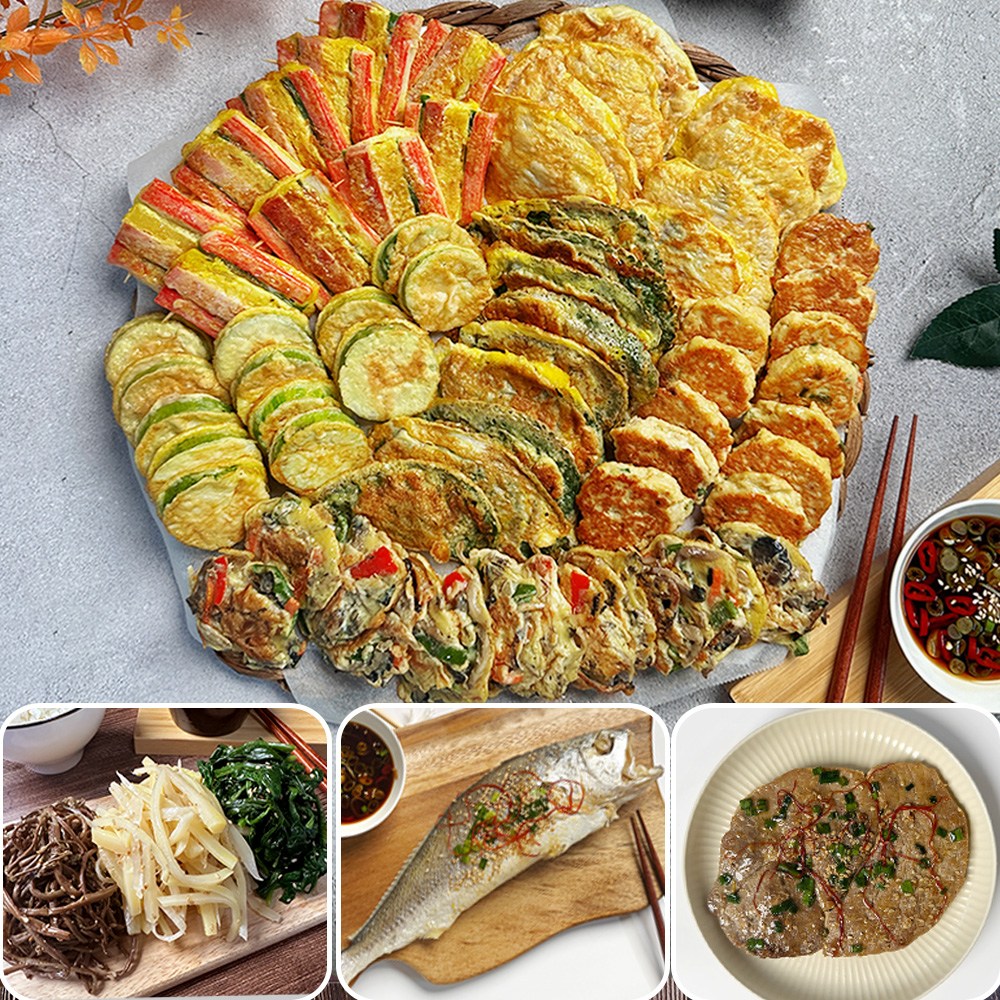 [당일조리] 30년 전통 엄마손맛 모듬전 11종 세트 (모듬전6종+소고기산적+조기찜+나물3종) 84,900원