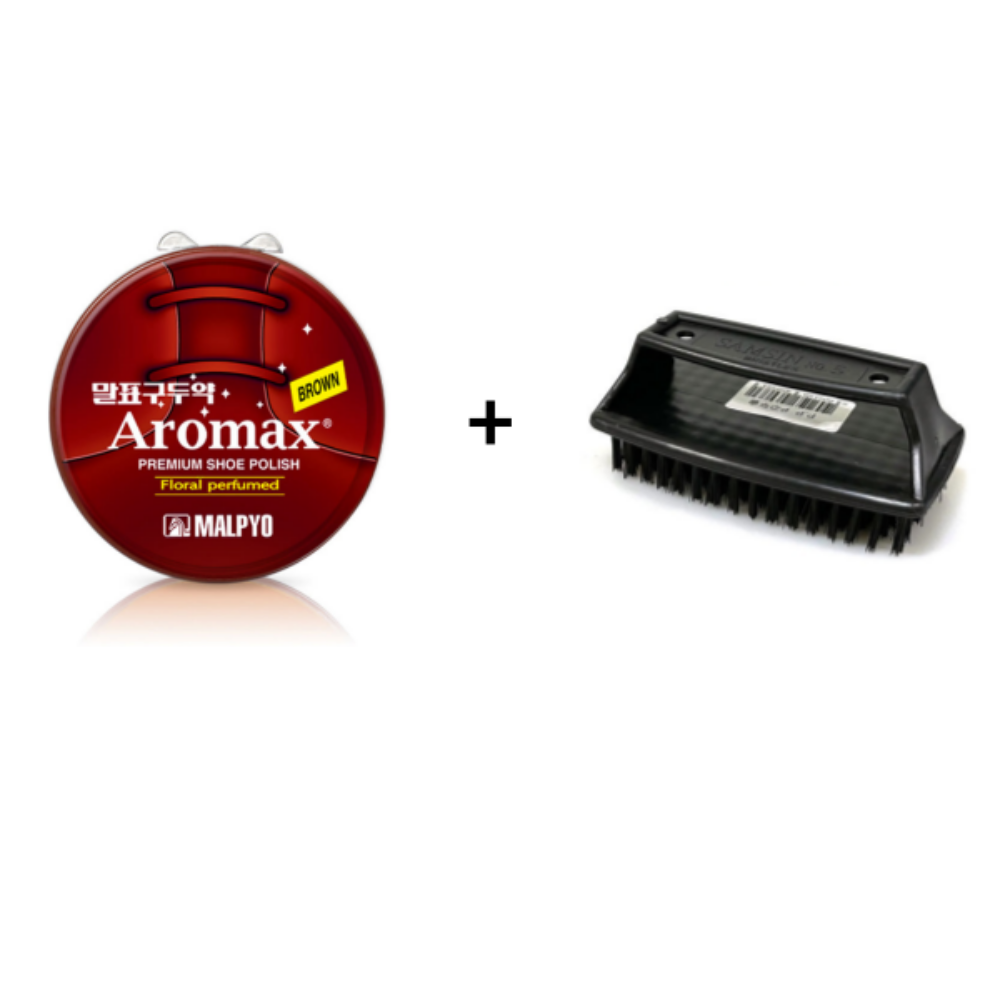 말표 구두약 + P구두솔 세트 구두 광택 가죽 구두 관리 신발 광택 구두 관리용, 1세트, 갈색 7,330원