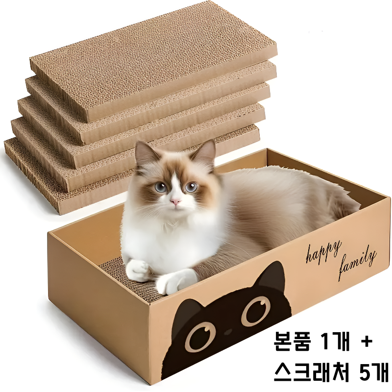 고양이 박스형 골판지 스크래쳐 교체식 하우스 세트 18,900원