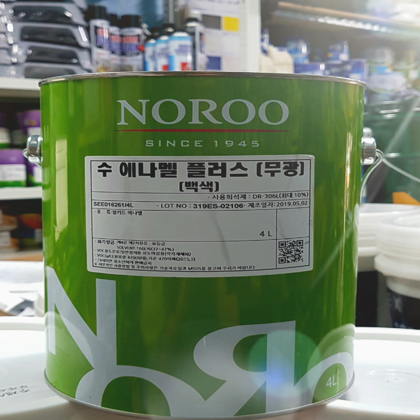 노루페인트 수에나멜플러스 백색 무광 4L 목재 철재용 에나멜페인트 유성 39,800원