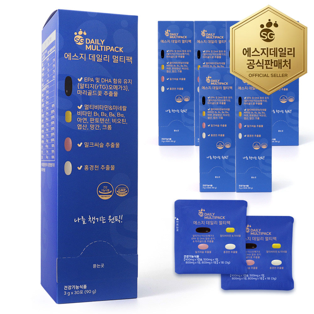 에스지 데일리 멀티팩 올인원 영양제 종합비타민 오메가3 6박스 180포, 90g, 6개 188,800원