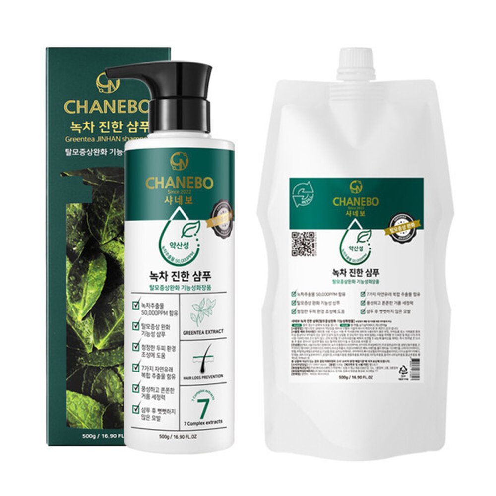 샤네보 사춘기청소년 떡진머리 지성 녹차샴푸 500ml+리필500ml/ 비듬 정수리냄새 완화 36,330원