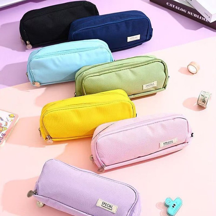 양쪽 오픈 필통 심플하고 다양한 스타일에 어울림 학생용 다기능 문구함 대용량 오염에 강함 다층 필통, 1개, 퍼플 11,000원