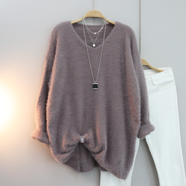 달콩 여성 루즈핏 빅사이즈 여리여리 렉시브이넥앙고라롱니트 24,860원