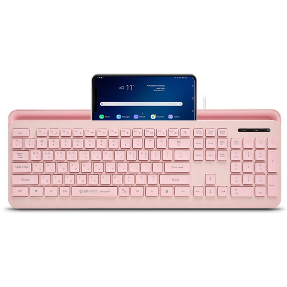이큐메딕 항균 모바일 거치형 저소음 유선 일반형 키보드, 핑크, Sanitize-K1, 제조사축 11,900원