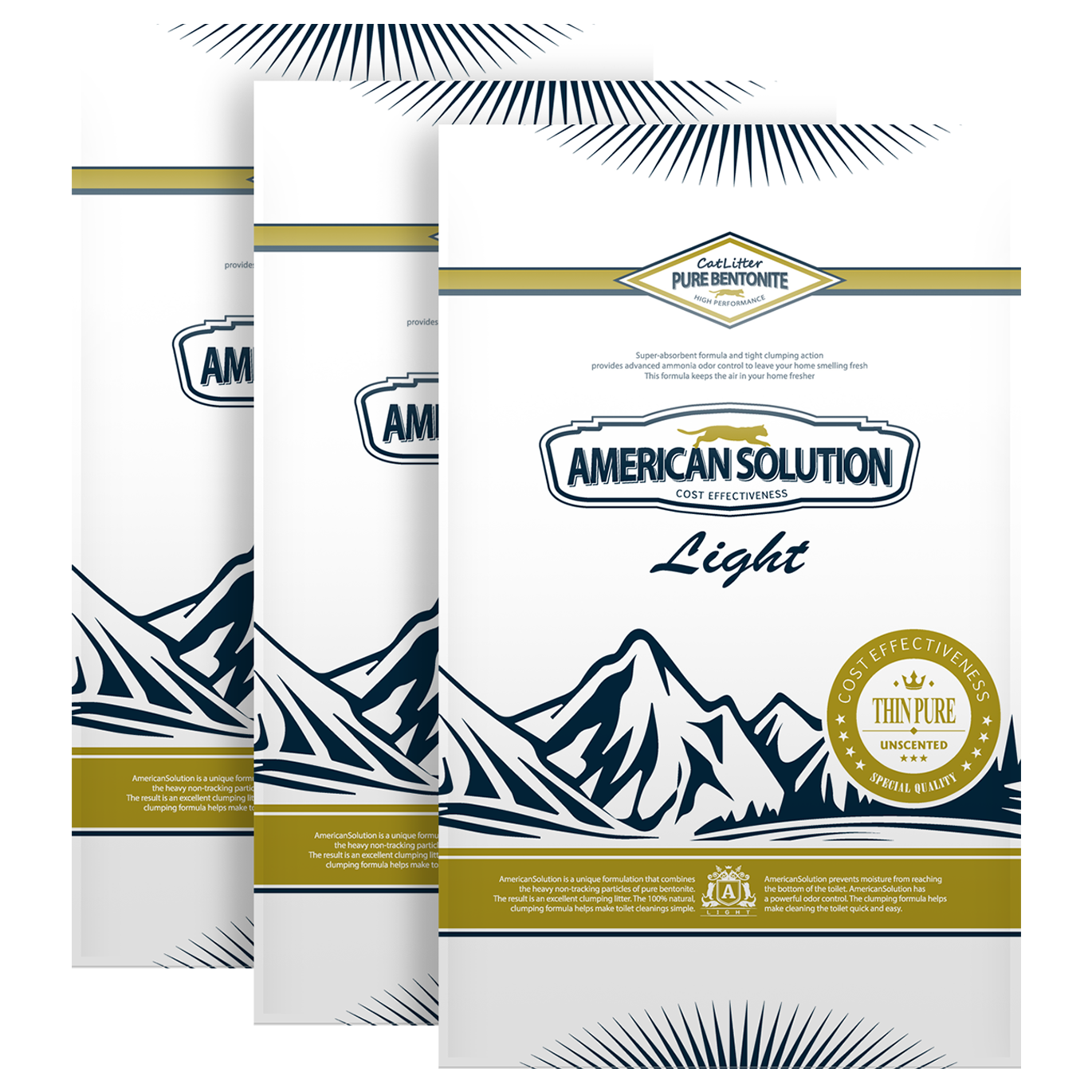 아메리칸솔루션 라이트 씬퓨어 고양이 모래, 6kg, 3개, 무향 45,800원
