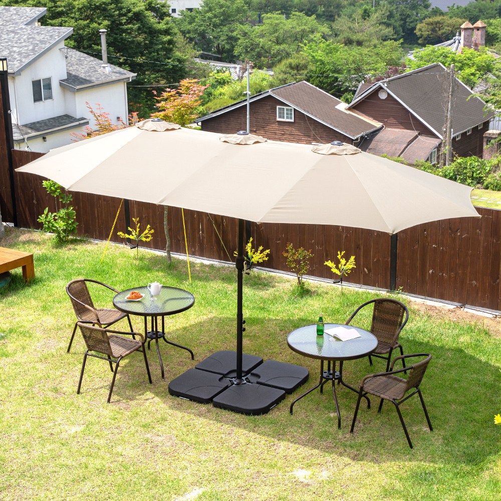 마켓 더블 파라솔 4550X2650 콘크리트베이스 25kgX2개, 베이지 195,000원