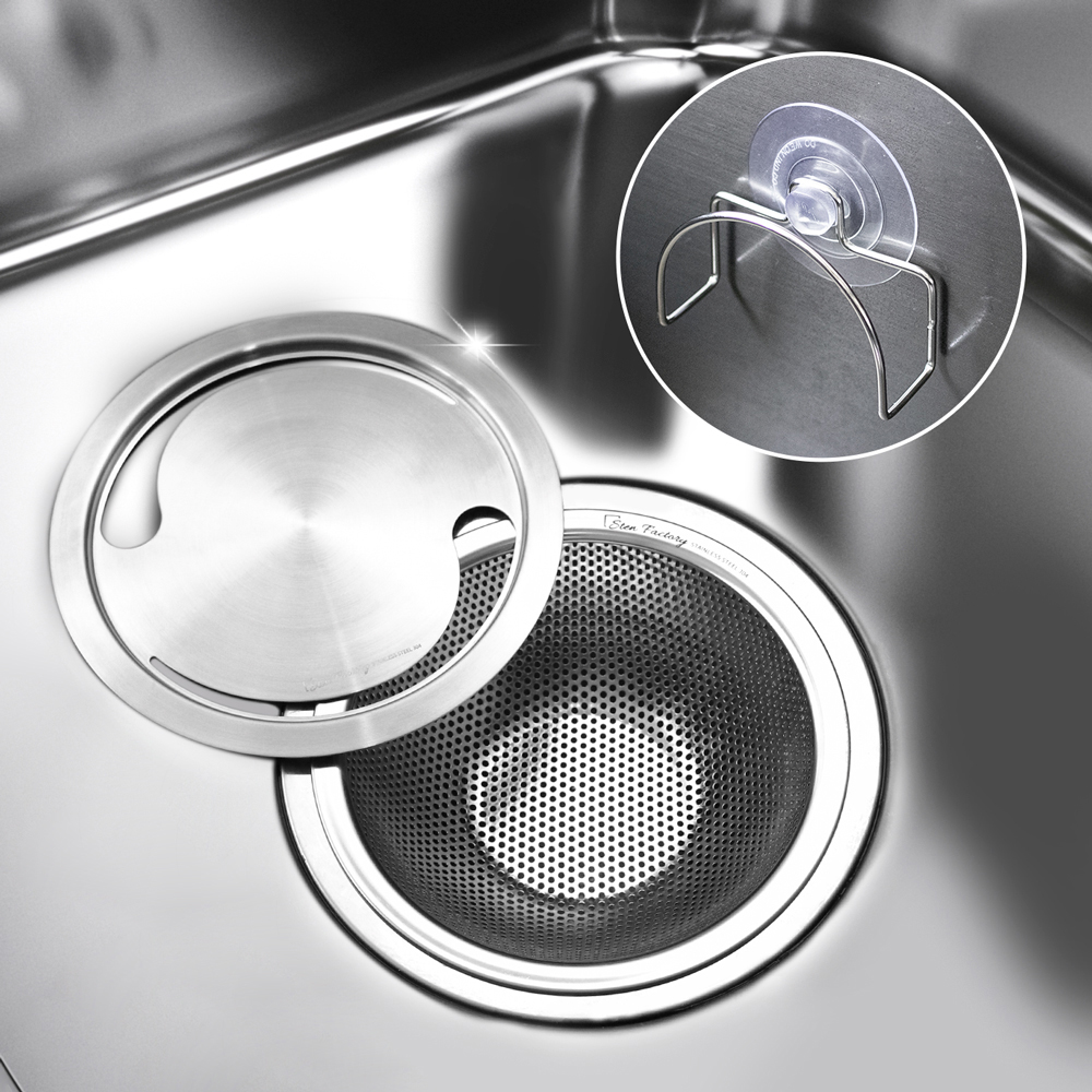 스텐팩토리 국내제조 스텐304 싱크대 배수구망 + 커버 + 거치대 세트, 단일 색상, 1세트 20,070원
