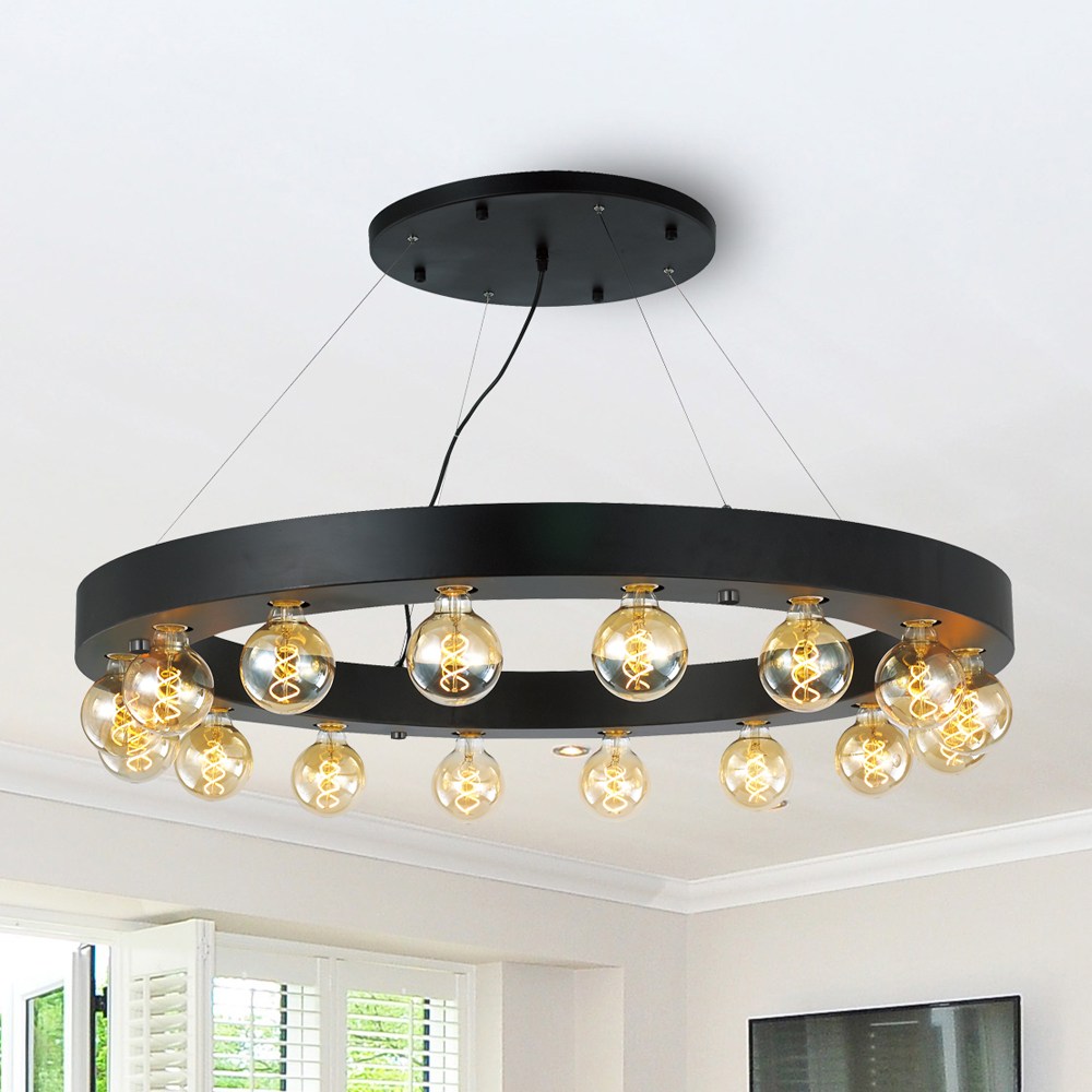 미도라이팅 캐슬16등펜던트 검정 골드 LED에디슨 볼램프*16제공 식탁등 주방등 까페조명 매장조명 대형조명 주문품(반품불가 제품) 펜던트조명, 검정/LED볼램프8W주광색*16 721,600원